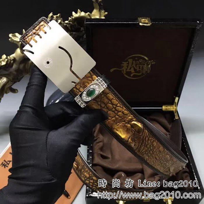 愛馬仕HERMES 純手工美洲鱷魚骨皮 海外專櫃新款高端男士皮帶 HHG1076